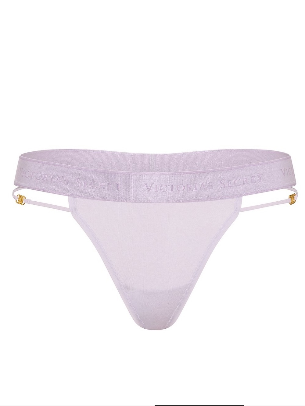 Victoria’s Secret Logo Cotton Strappy Thong Panty in purple whisper